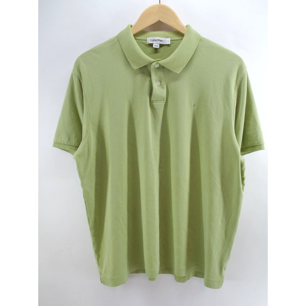 Calvin Klein Green Cotton‎ Polo Shirt Mens L short sleeve